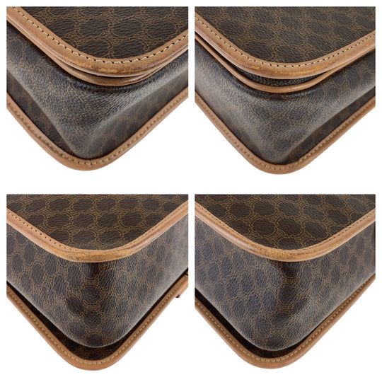 CELINE Shoulder Bag PVC, Leather Brown Gold Metal Crossbody Shoulder Bag Macadam Women Used Authentic