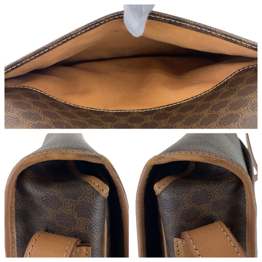 CELINE Shoulder Bag PVC, Leather Brown Gold Metal Crossbody Shoulder Bag Macadam Women Used Authentic