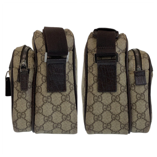 GUCCI Shoulder Bag 114531 GG Supreme canvas, leather Brown Silver Metal Crossbody Shoulder Bag Pochette Women Used Authentic