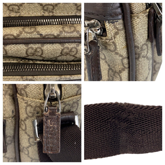 GUCCI Shoulder Bag 114531 GG Supreme canvas, leather Brown Silver Metal Crossbody Shoulder Bag Pochette Women Used Authentic