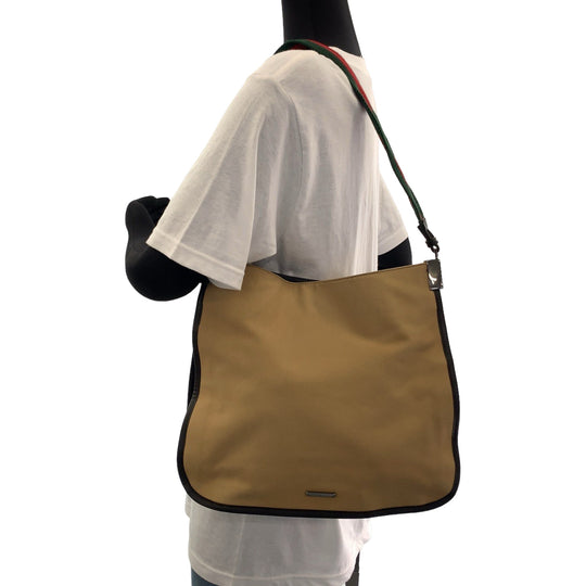 GUCCI Shoulder Bag 001 4321 canvas Beige Red Green SilverMetal Hobo One Shoulder Bag Sherry line Women Used Authentic