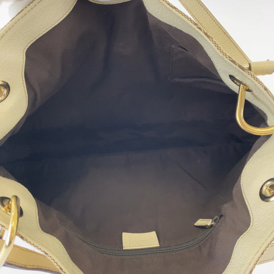 GUCCI Shoulder Bag 121023 GG canvas Beige Brown Ivory Gold Metal Shoulder Bag Tote Bag Women Used Authentic
