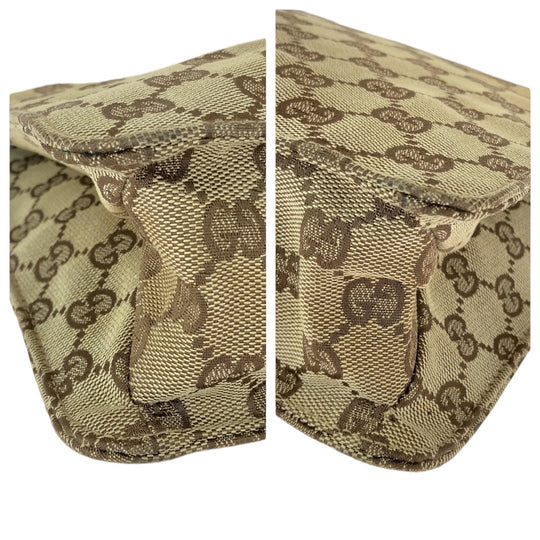 GUCCI Shoulder Bag 120841 GG canvas Brown Silver Metal Shoulder Bag Messenger bag Eclipse Women Used Authentic