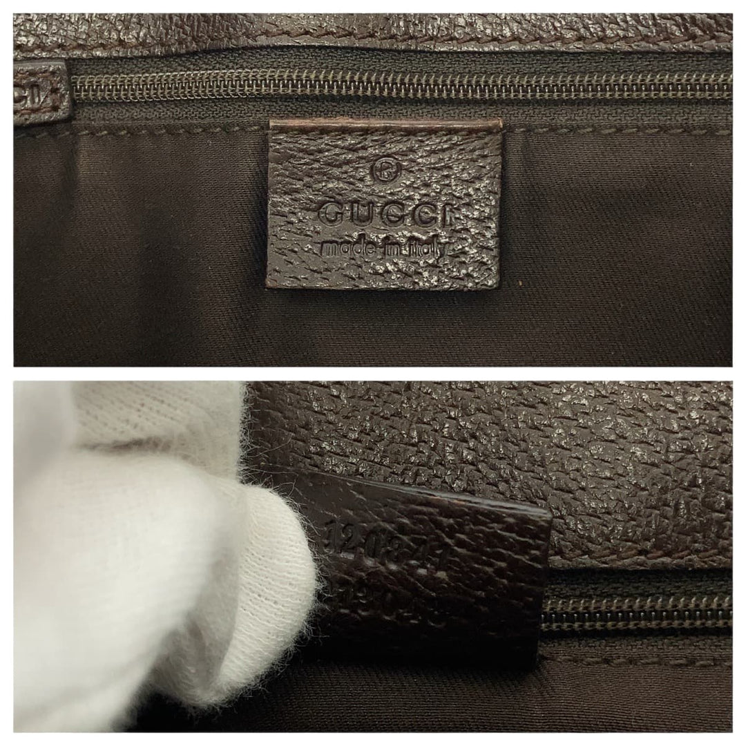 GUCCI Shoulder Bag 120841 GG canvas Brown Silver Metal Shoulder Bag Messenger bag Eclipse Women Used Authentic