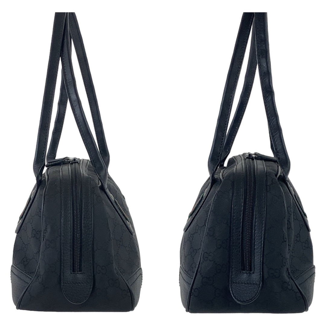 GUCCI Shoulder Bag 293594 Nylon, Leather Black Silver Metal Shoulder Bag handbag Sherry line Women Used Authentic