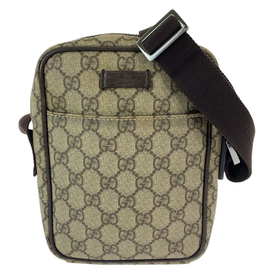 GUCCI Shoulder Bag 122754 GG Supreme Canvas Beige Brown SilverMetal Crossbody Shoulder Bag Pochette Women Used Authentic