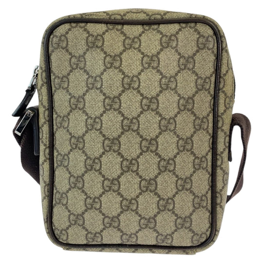 GUCCI Shoulder Bag 122754 GG Supreme Canvas Beige Brown SilverMetal Crossbody Shoulder Bag Pochette Women Used Authentic