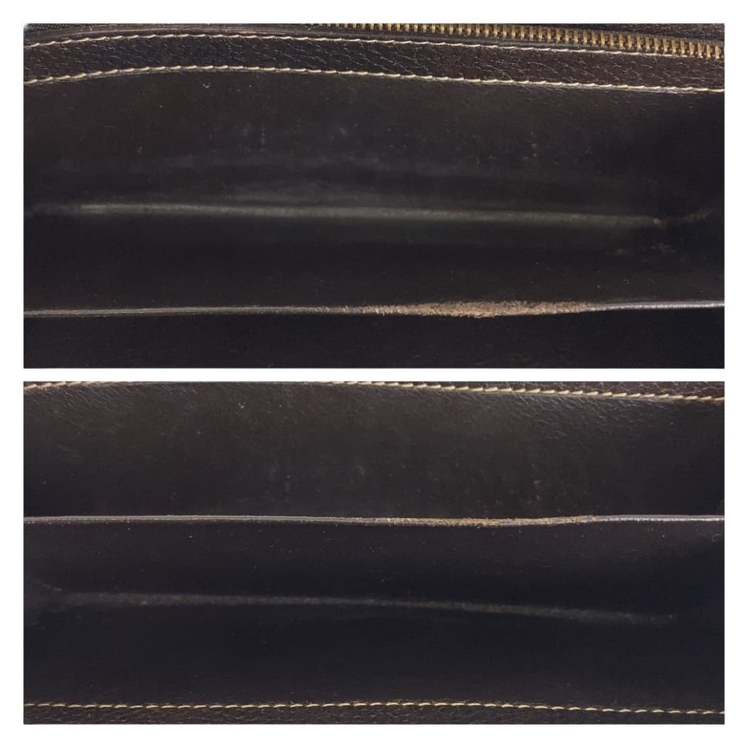 GUCCI Long Wallet Purse leather Brown Gold Metal Long Wallet Purse Long wallet unisex Horsebit Guccisima Women Used Authentic