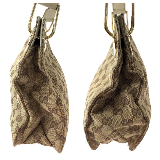 GUCCI Shoulder Bag 120841 GG canvas Brown Beige Gold Metal Shoulder Bag Crossbody Women Used Authentic