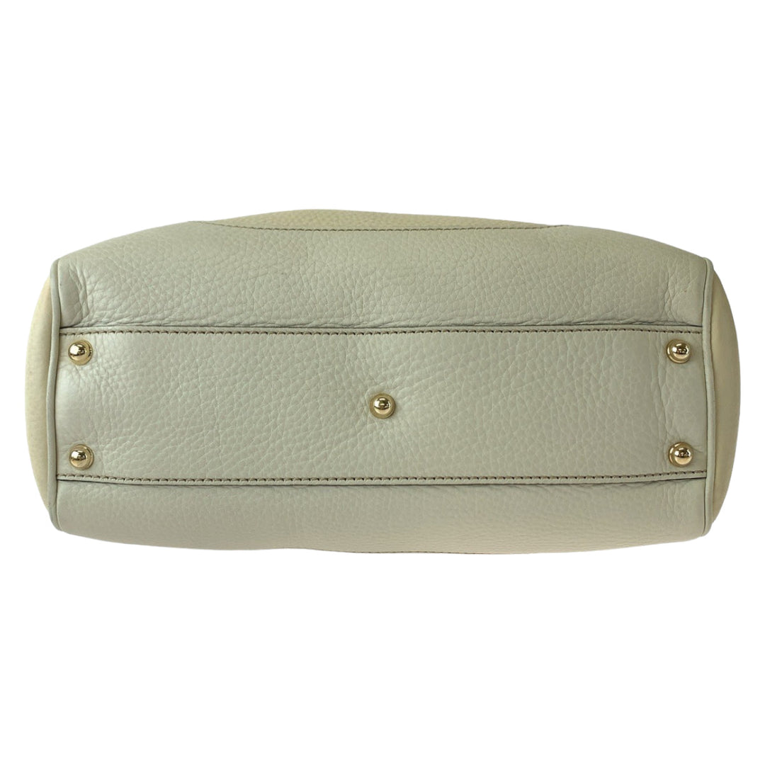 GUCCI Shoulder Bag 308360 leather Ivory Brown Gold Metal Shoulder Bag handbag Bamboo Women Used Authentic