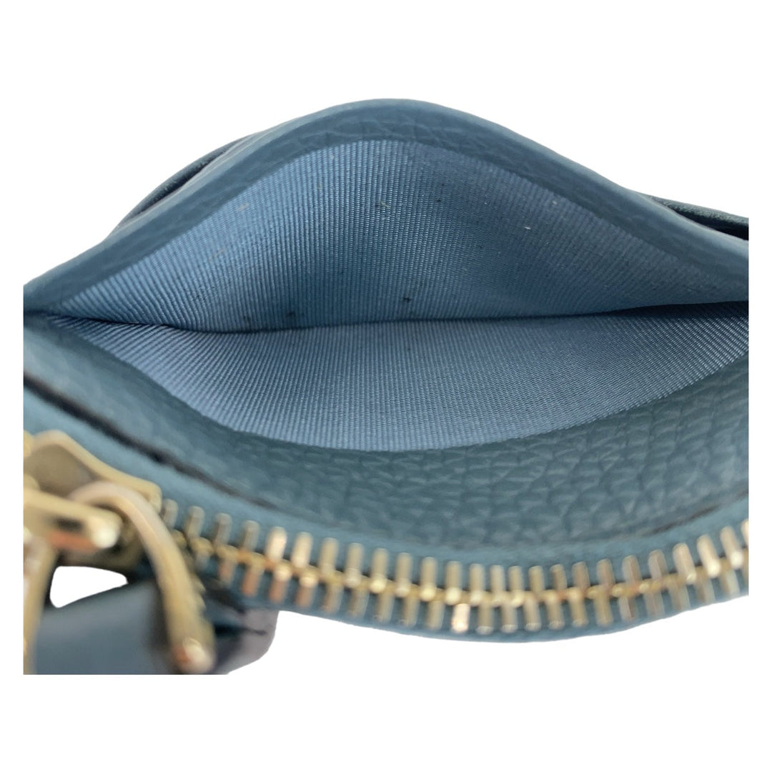 VALENTINO Card Case leather Navy Gold Metal Coin case Card case Fragment case Rock studs Women Used Authentic