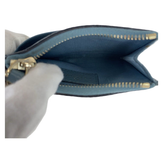 VALENTINO Card Case leather Navy Gold Metal Coin case Card case Fragment case Rock studs Women Used Authentic