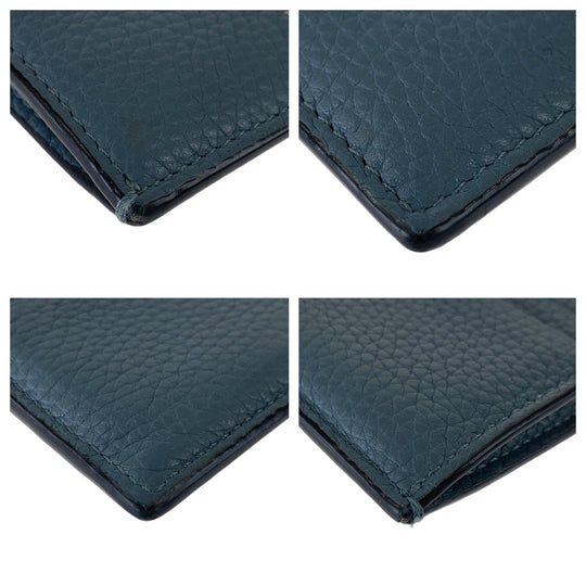 VALENTINO Card Case leather Navy Gold Metal Coin case Card case Fragment case Rock studs Women Used Authentic