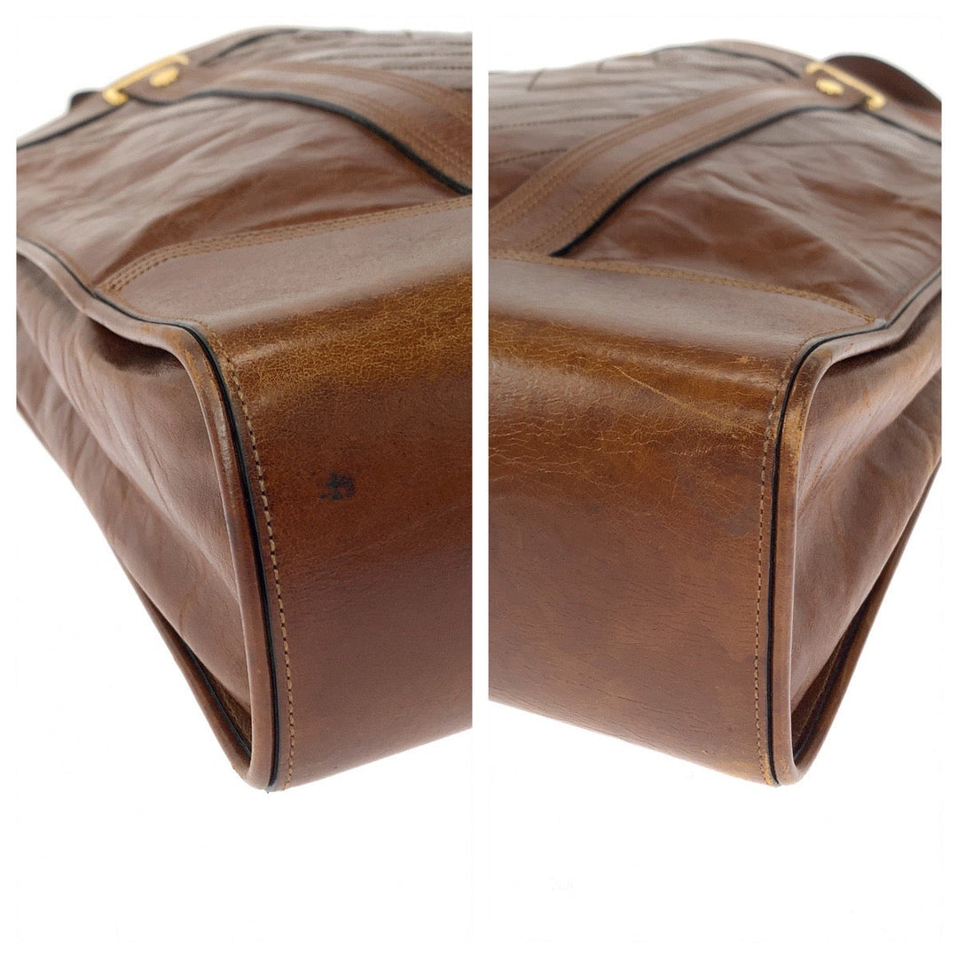 LOUIS VUITTON Tote Bag M95361 leather Brown Gold Metal Tote Bag handbag Cuir Soana Sac Plat Women Used Authentic