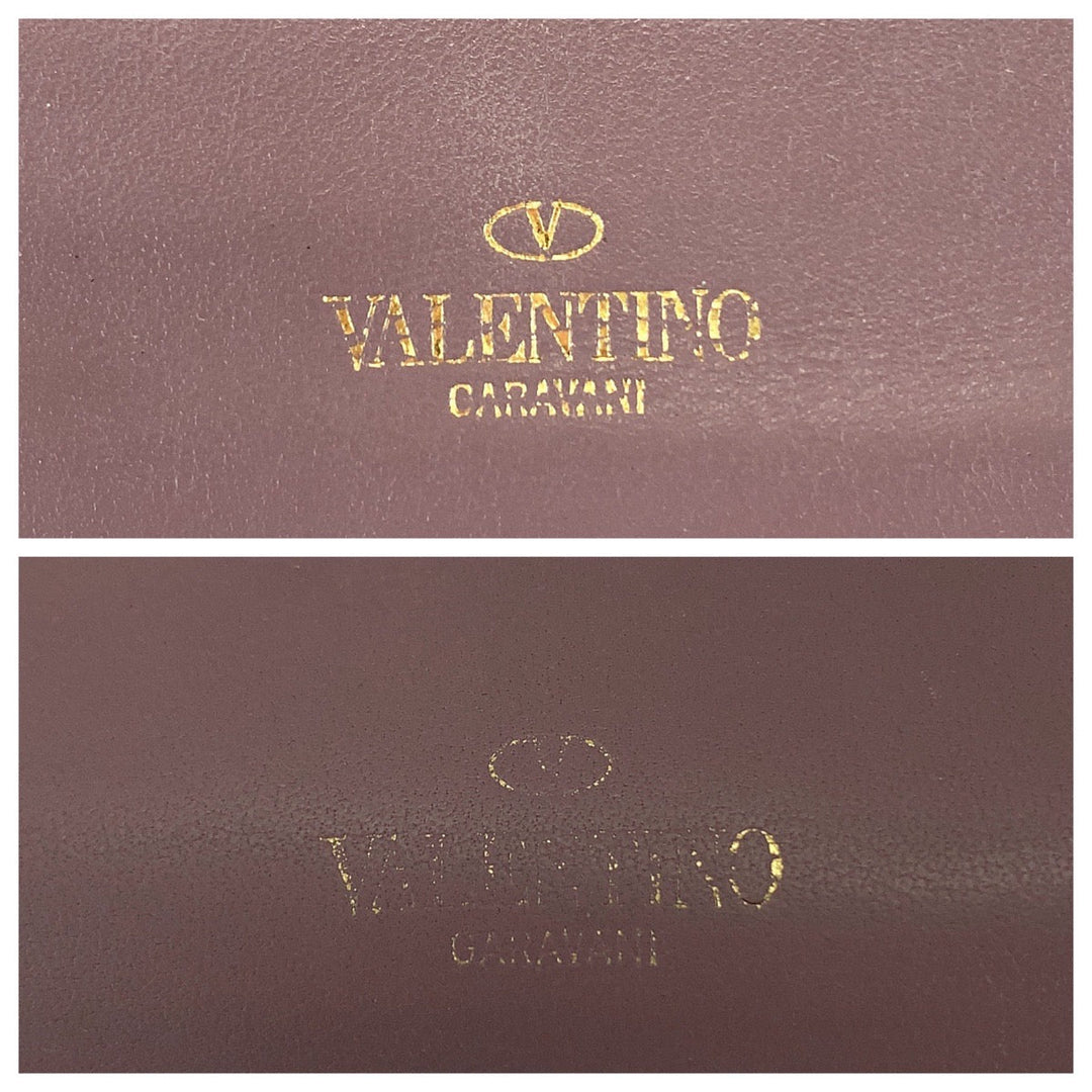 VALENTINO Bifold Wallet TW2P0620BOL416 leather Purple Gold Metal Folding wallet Compact wallet Rock studs Women Used Authentic