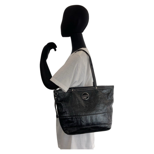 COACH Tote Bag leather black Big signature