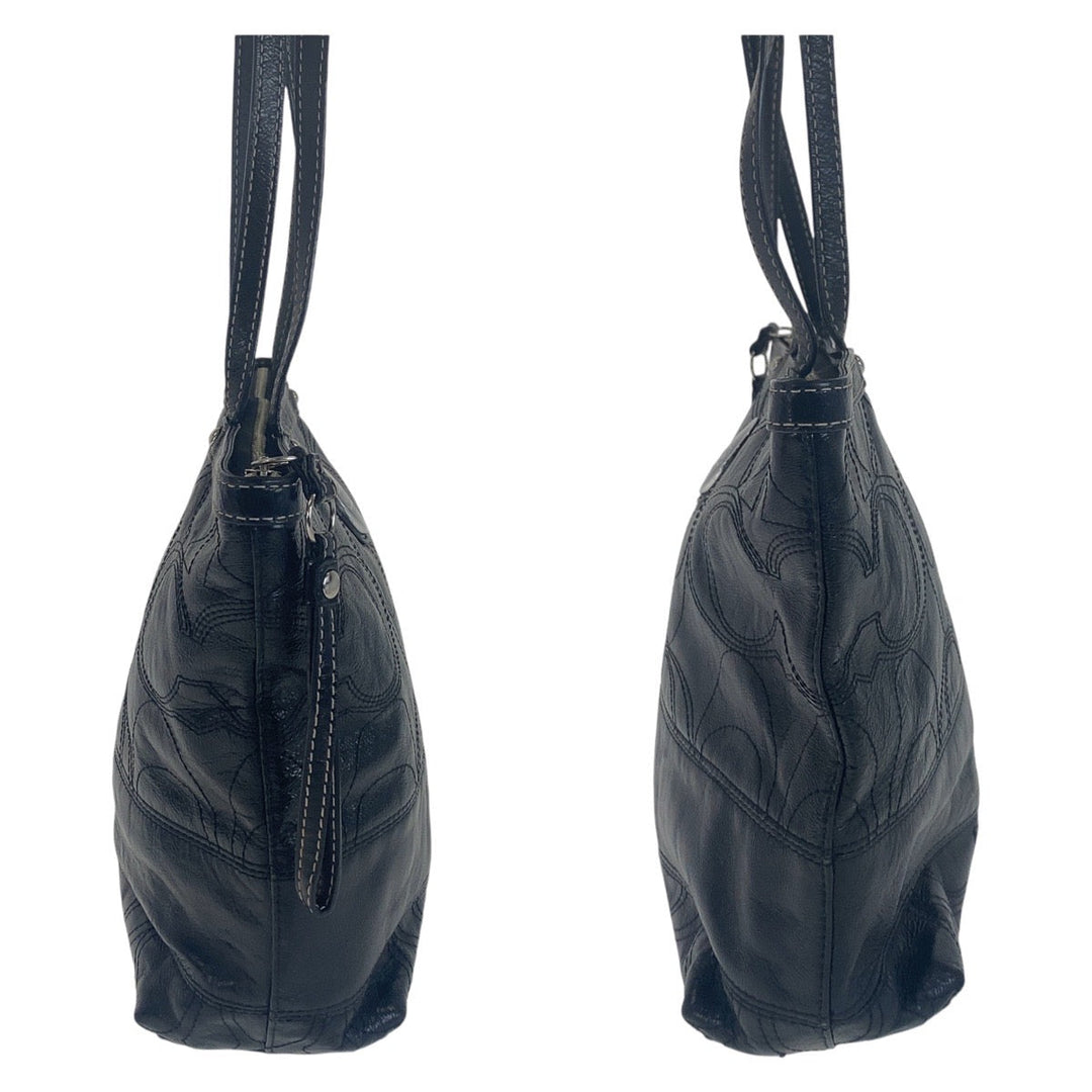 COACH Tote Bag leather black Big signature
