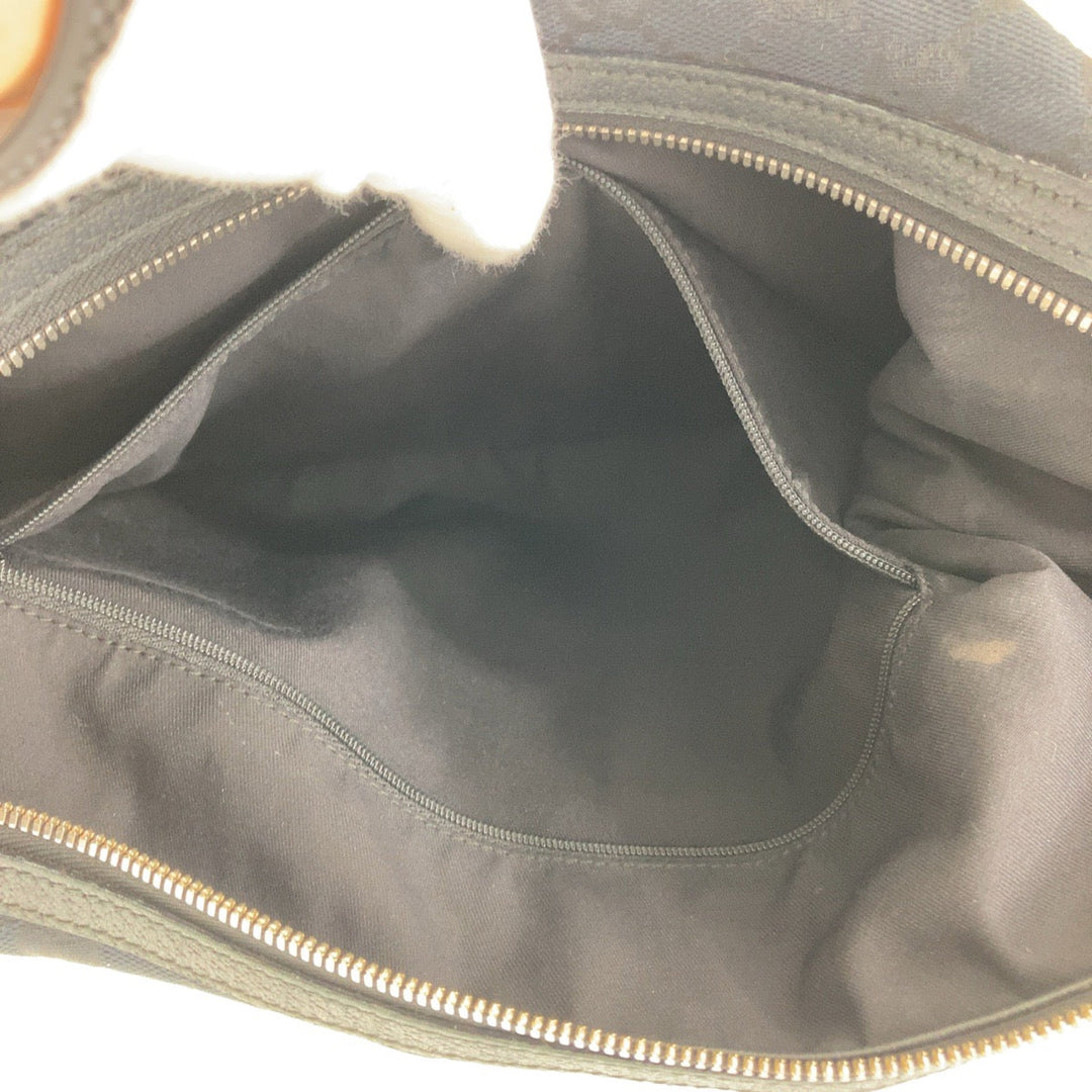GUCCI Shoulder Bag 162882 GG canvas, leather Black Silver Metal Gold Metal Hobo Shoulder Bag Sherry Line Princess Women Used Authentic