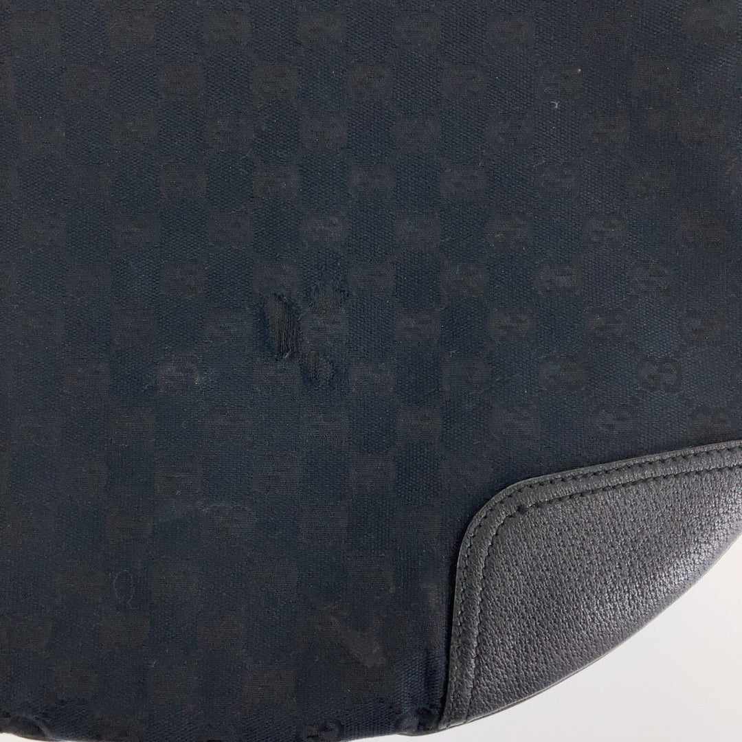 GUCCI Shoulder Bag 162882 GG canvas, leather Black Silver Metal Gold Metal Hobo Shoulder Bag Sherry Line Princess Women Used Authentic