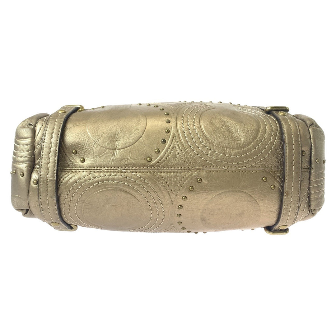 COACH Tote Bag leather gold Op art Alexandra Studs