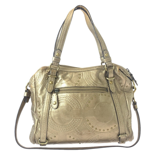 COACH Tote Bag leather gold Op art Alexandra Studs