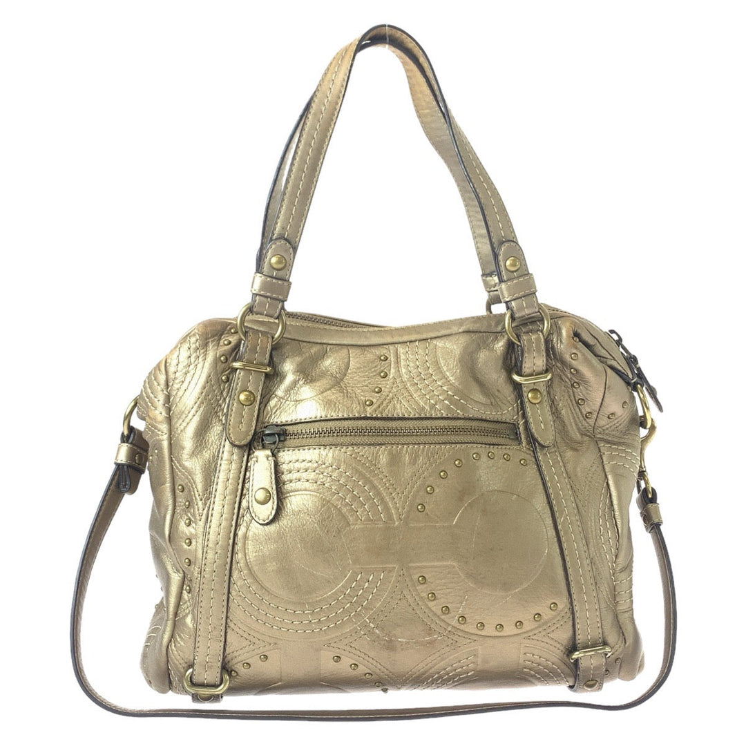 COACH Tote Bag leather gold Op art Alexandra Studs