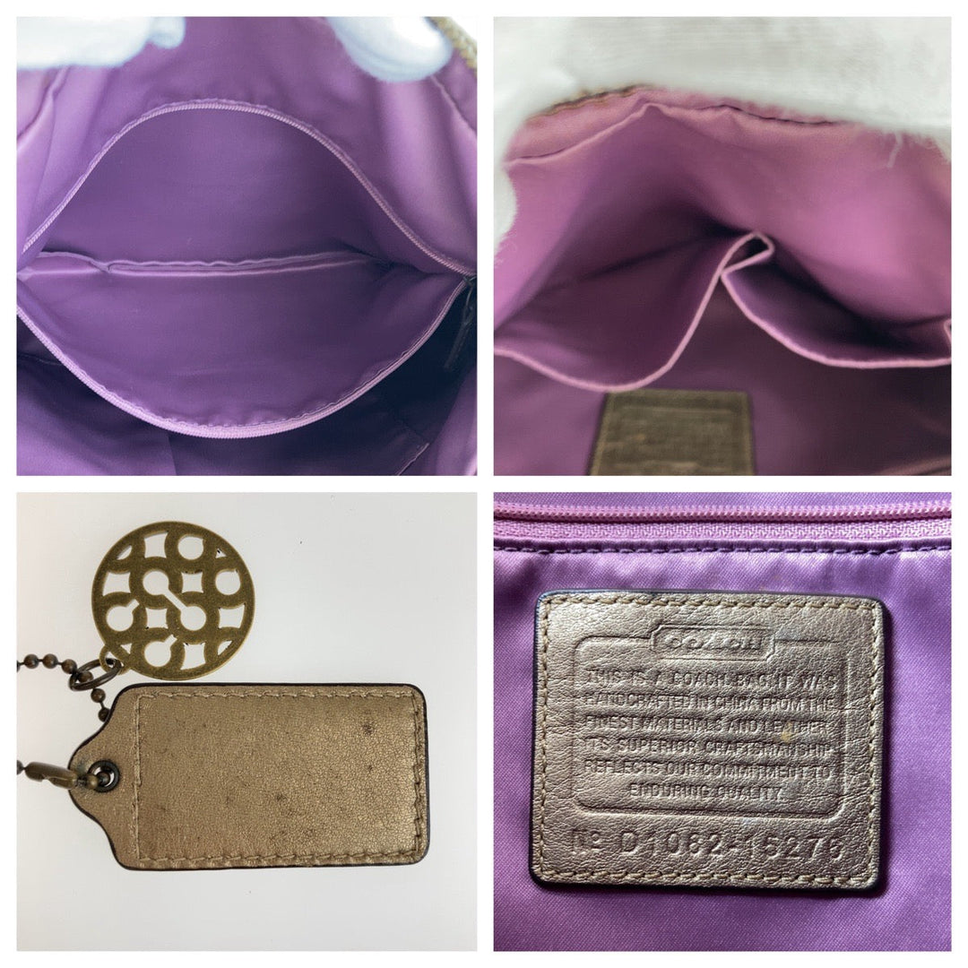 COACH Tote Bag leather gold Op art Alexandra Studs