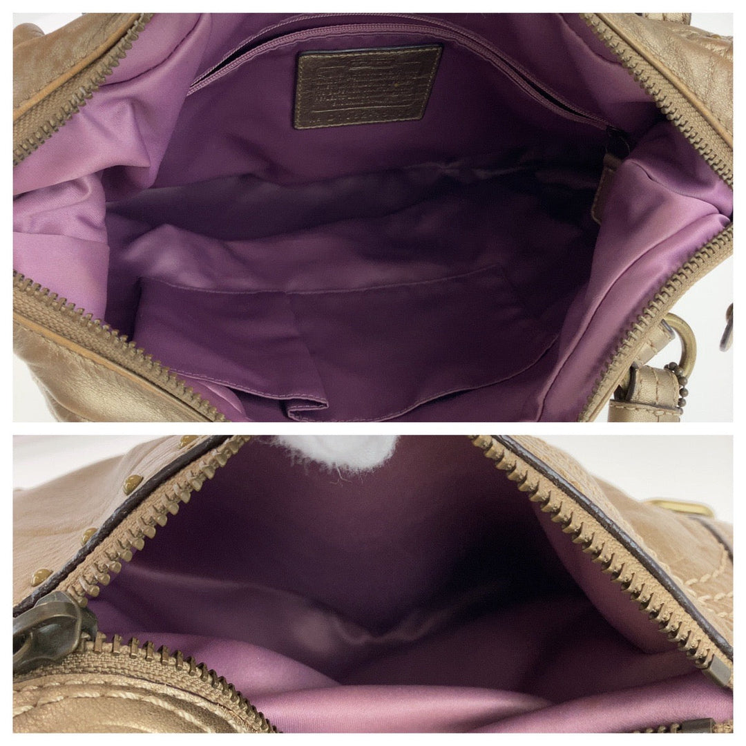 COACH Tote Bag leather gold Op art Alexandra Studs