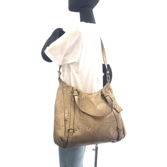 COACH Tote Bag leather gold Op art Alexandra Studs