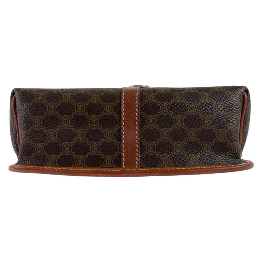 CELINE Shoulder Bag PVC, Leather Brown Gold Metal Crossbody Shoulder Bag Pochette Macadam Women Used Authentic