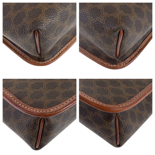 CELINE Shoulder Bag PVC, Leather Brown Gold Metal Crossbody Shoulder Bag Pochette Macadam Women Used Authentic