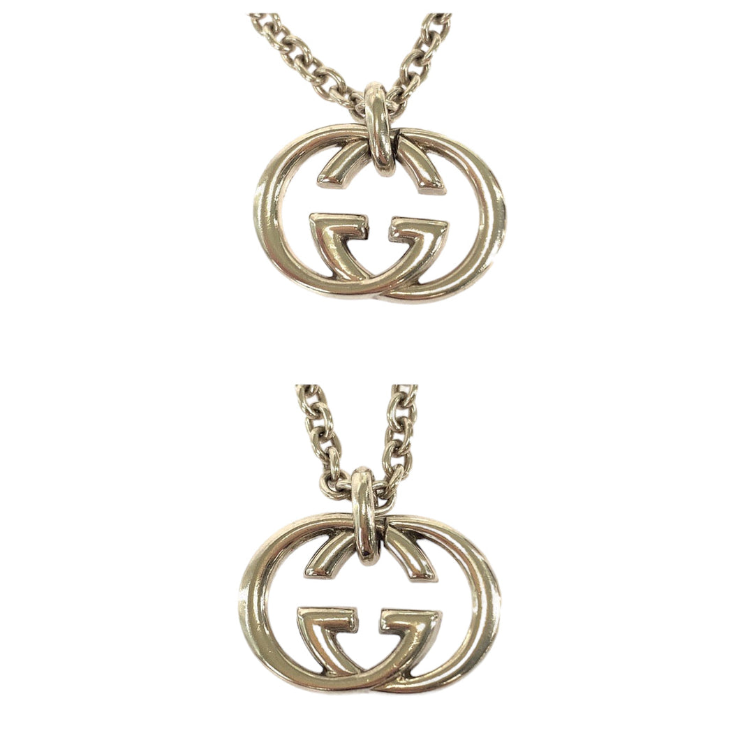 GUCCI Necklace 190484 Silver925 Silver Necklace Pendant Interlocking GG logo Women Used Authentic