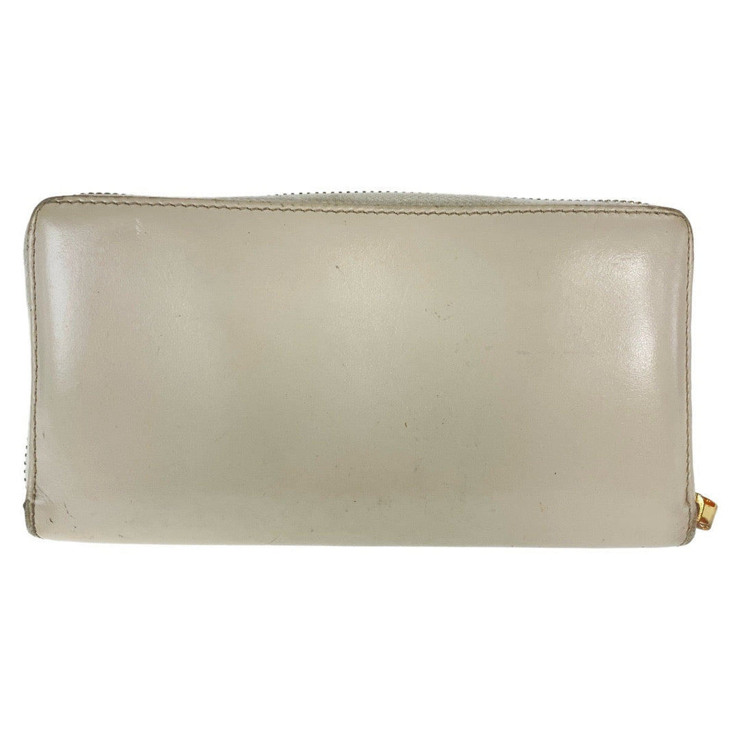 GUCCI Long Wallet Purse 621889 leather Off White Gold Metal Long Wallet Purse Round Zip Horsebit Women Used Authentic