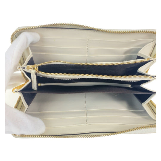 GUCCI Long Wallet Purse 621889 leather Off White Gold Metal Long Wallet Purse Round Zip Horsebit Women Used Authentic