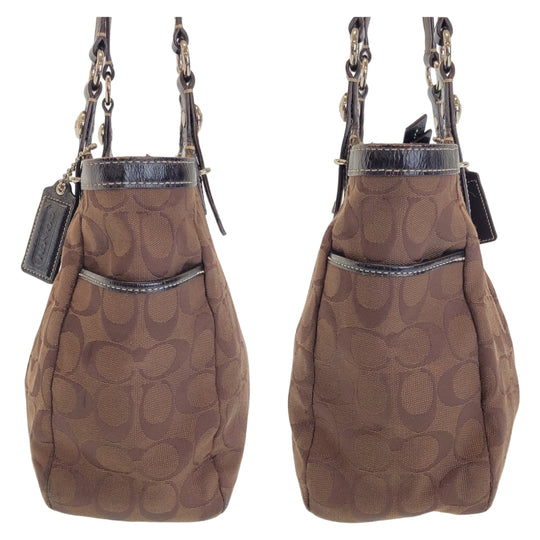 COACH Tote Bag canvas Brown Signature