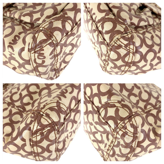 COACH Tote Bag K0869-13141 Coated canvas, leather Beige Brown SilverMetal Tote Bag Shoulder Bag Op art Women Used Authentic