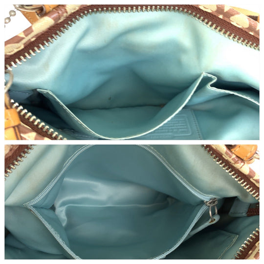 COACH Tote Bag K0869-13141 Coated canvas, leather Beige Brown SilverMetal Tote Bag Shoulder Bag Op art Women Used Authentic