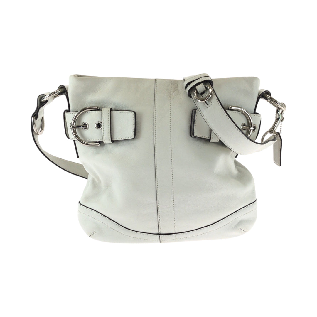 COACH Shoulder Bag 1452 leather White SilverMetal Shoulder Bag Women Used Authentic