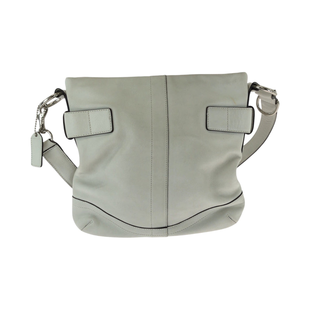 COACH Shoulder Bag 1452 leather White SilverMetal Shoulder Bag Women Used Authentic