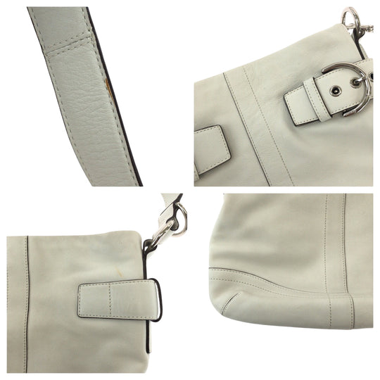 COACH Shoulder Bag 1452 leather White SilverMetal Shoulder Bag Women Used Authentic