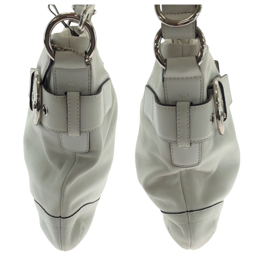 COACH Shoulder Bag 1452 leather White SilverMetal Shoulder Bag Women Used Authentic