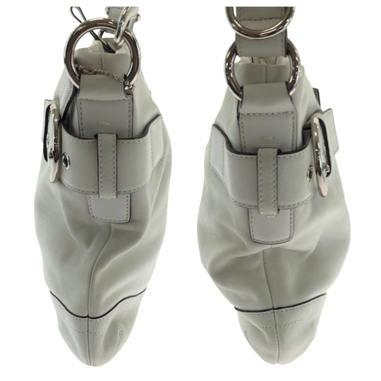 COACH Shoulder Bag 1452 leather White SilverMetal Shoulder Bag Women Used Authentic