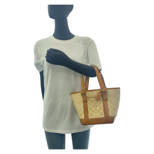 COACH Tote Bag straw Brown Signature
