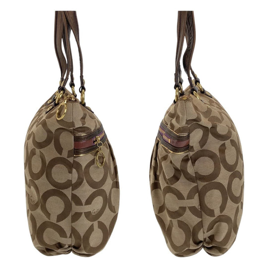 COACH Tote Bag canvas beige Op art