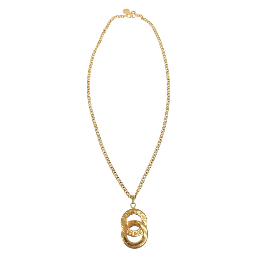CELINE Necklace plating gold Necklace Circle logo Women Used Authentic