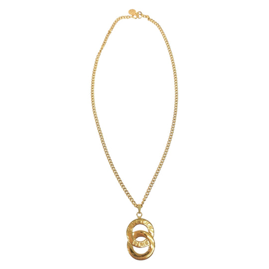 CELINE Necklace plating gold Necklace Circle logo Women Used Authentic