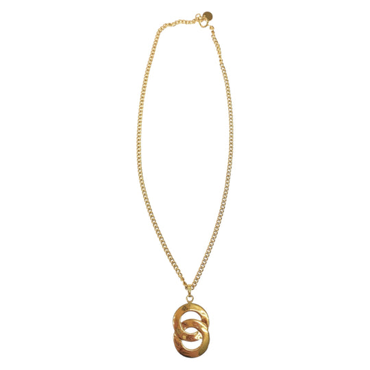 CELINE Necklace plating gold Necklace Circle logo Women Used Authentic