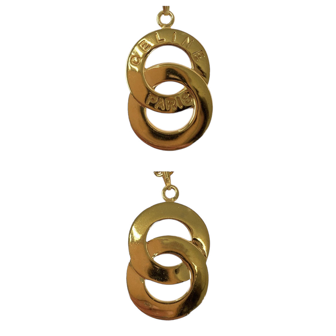 CELINE Necklace plating gold Necklace Circle logo Women Used Authentic