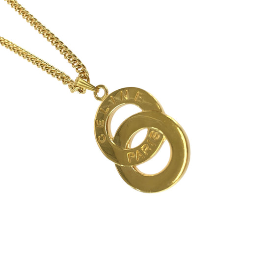 CELINE Necklace plating gold Necklace Circle logo Women Used Authentic
