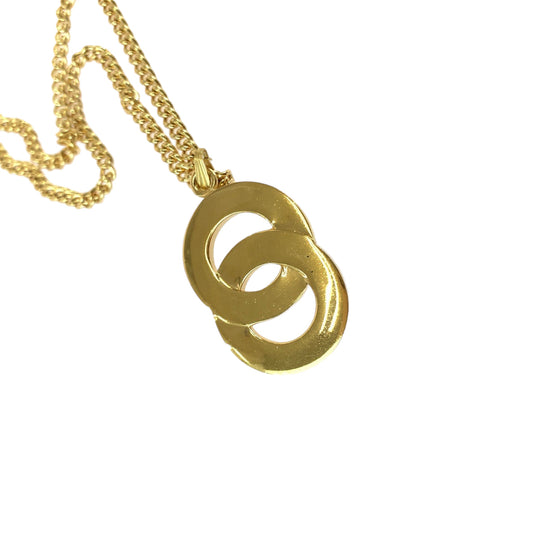 CELINE Necklace plating gold Necklace Circle logo Women Used Authentic